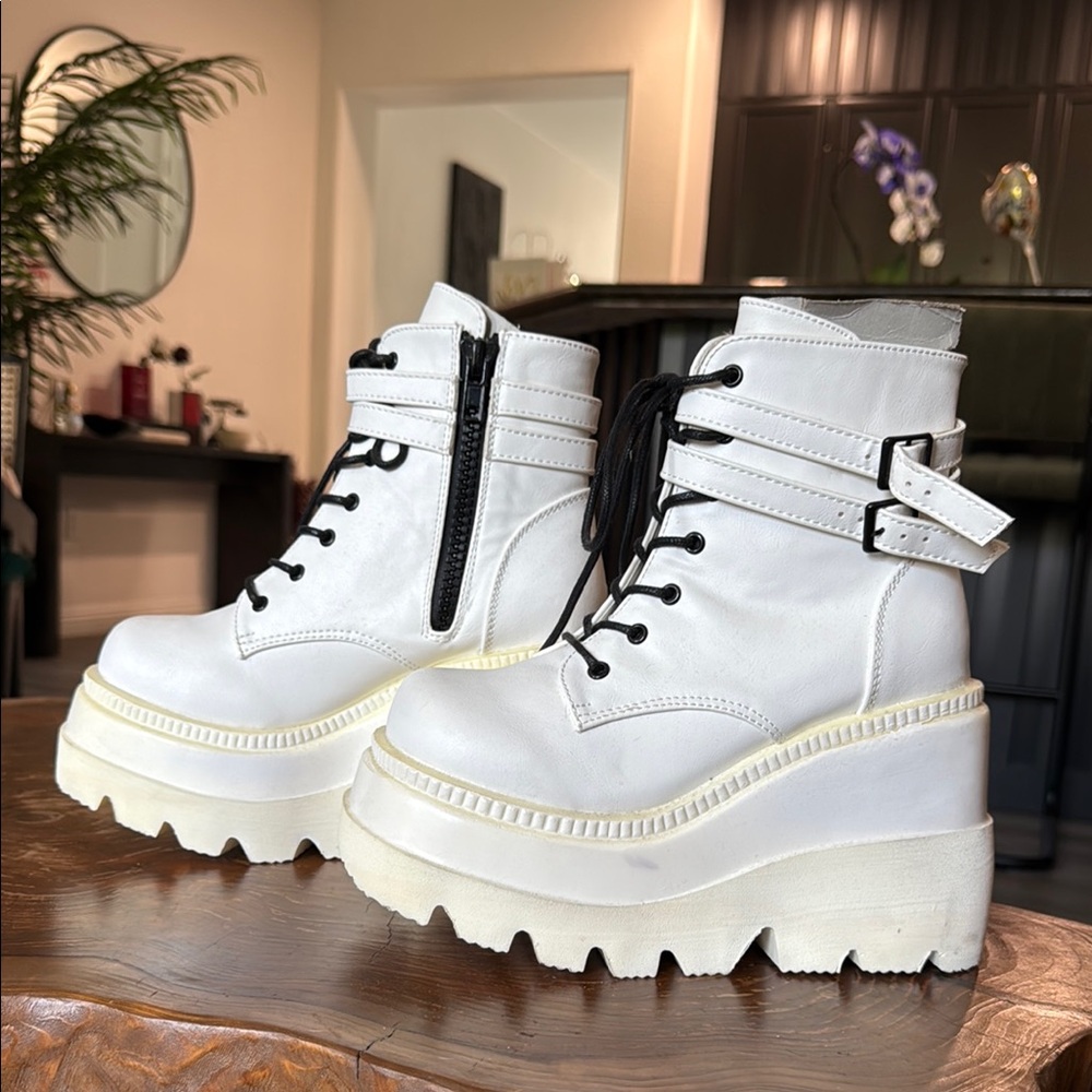 Dolls Kill White Lace Up Platform Boots